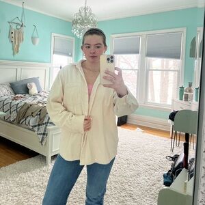 Cream Corduroy Button-Up Shirt